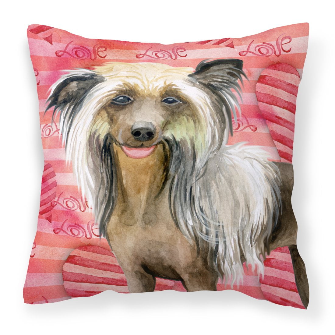 Chinese Crested Love Fabric Decorative Pillow