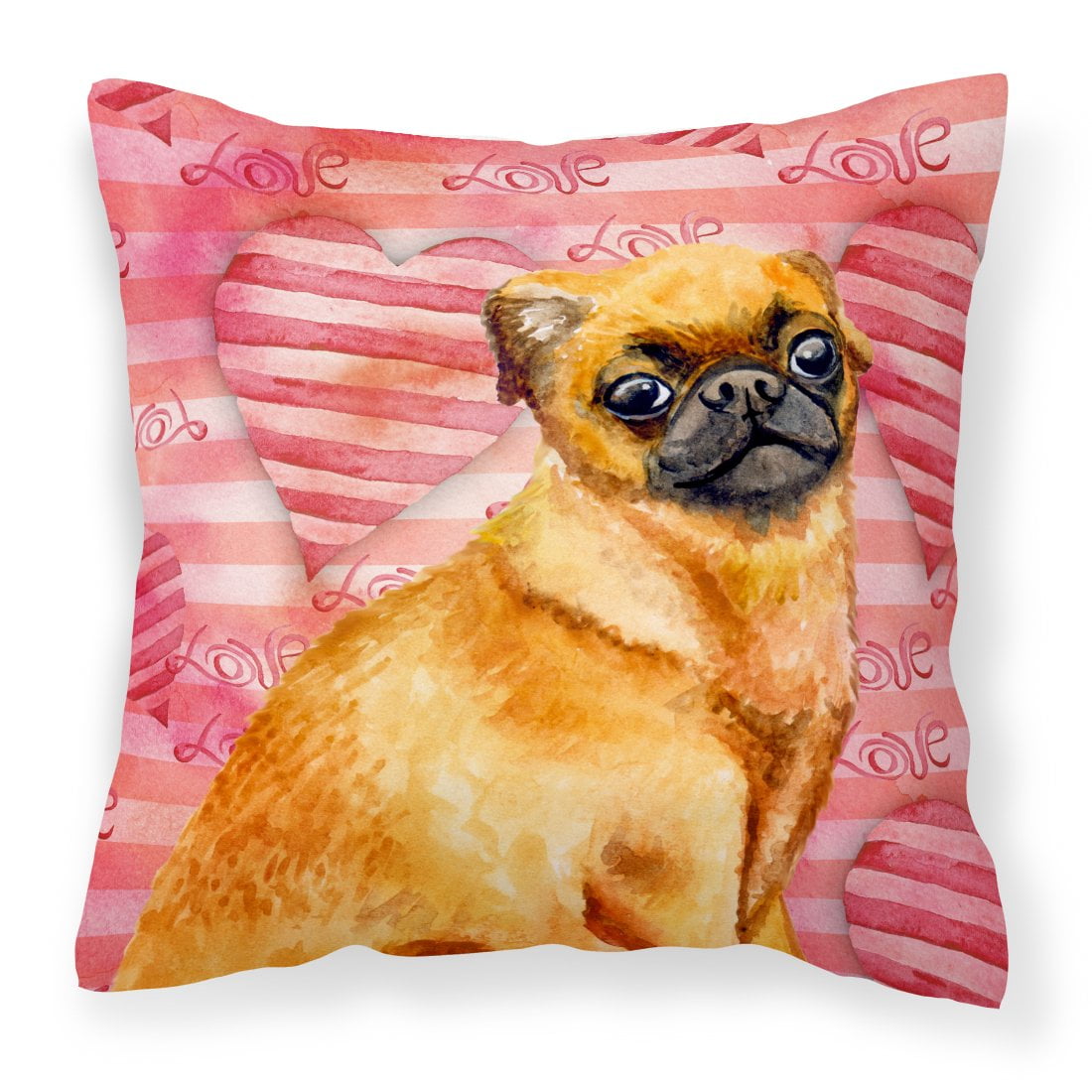 Picture of Carolines Treasures BB9754PW1818 Small Brabant Griffon Love Fabric Decorative Pillow