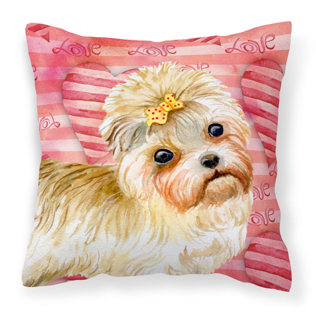 Morkie Love Fabric Decorative Pillow
