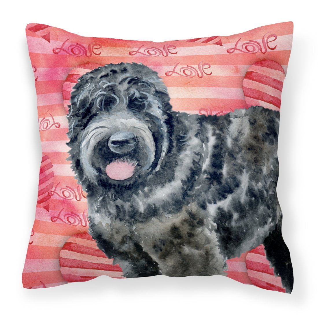 Black Russian Terrier Love Fabric Decorative Pillow
