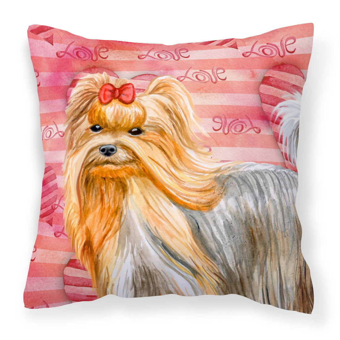 Yorkshire Terrier Love Fabric Decorative Pillow