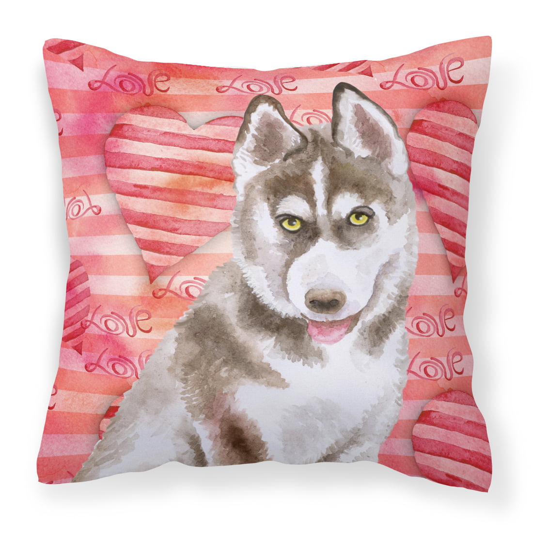 Siberian Husky Grey Love Fabric Decorative Pillow