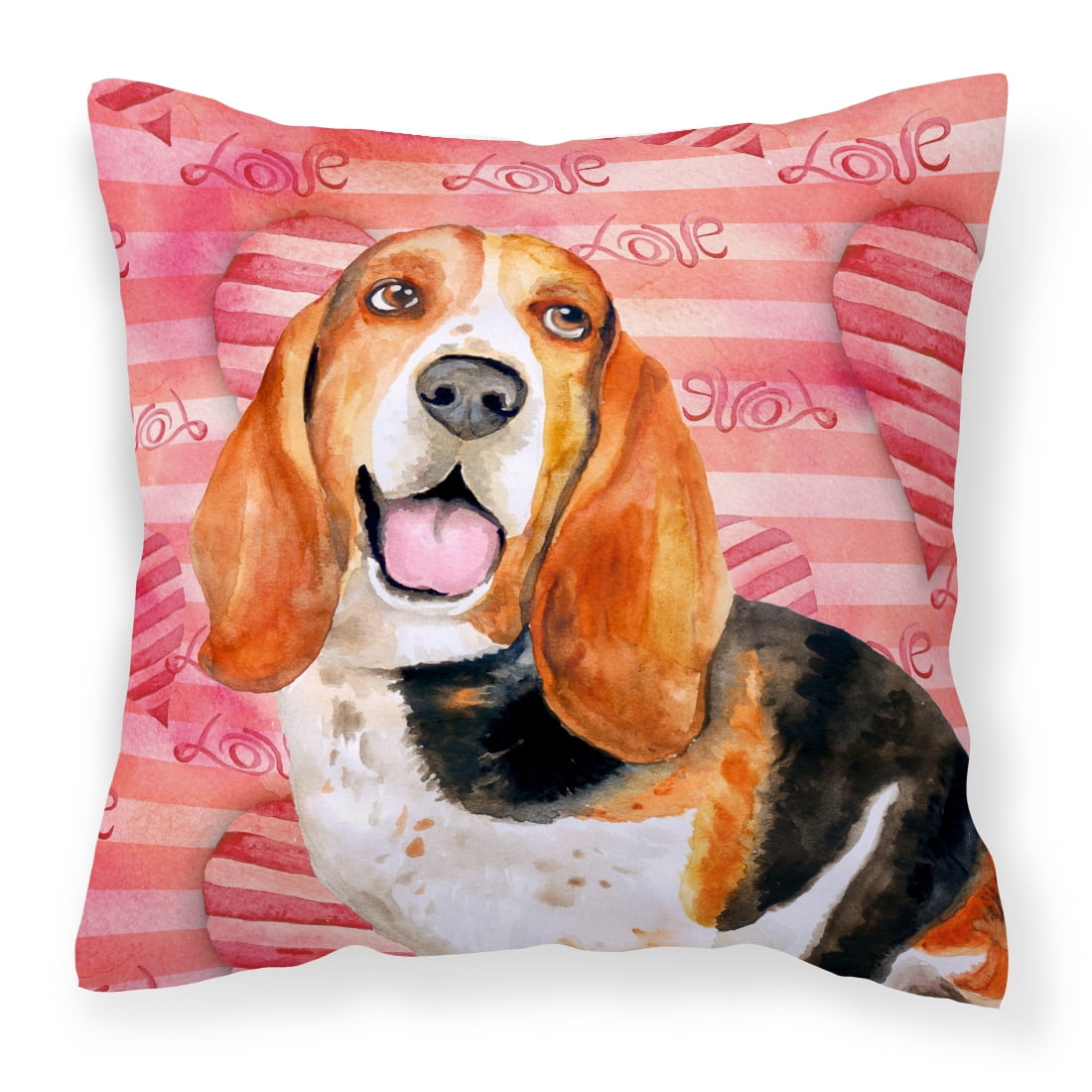Basset Hound Love Fabric Decorative Pillow