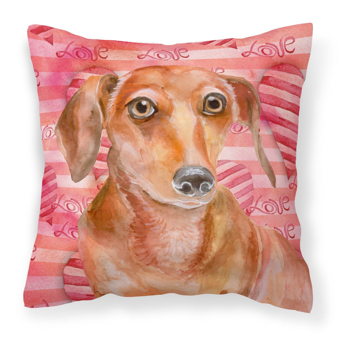 Red Dachshund Love Fabric Decorative Pillow