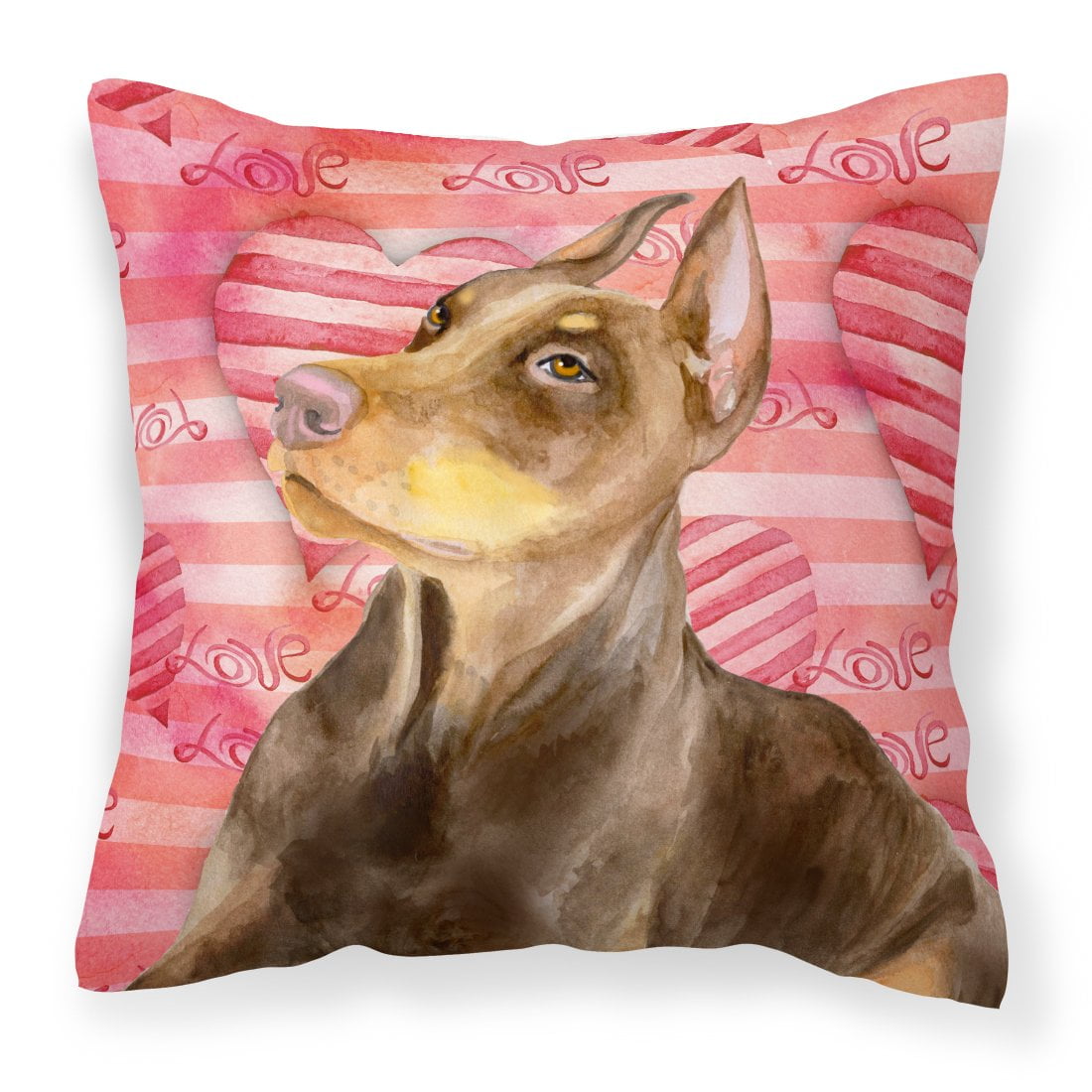Doberman Pinscher Love Fabric Decorative Pillow