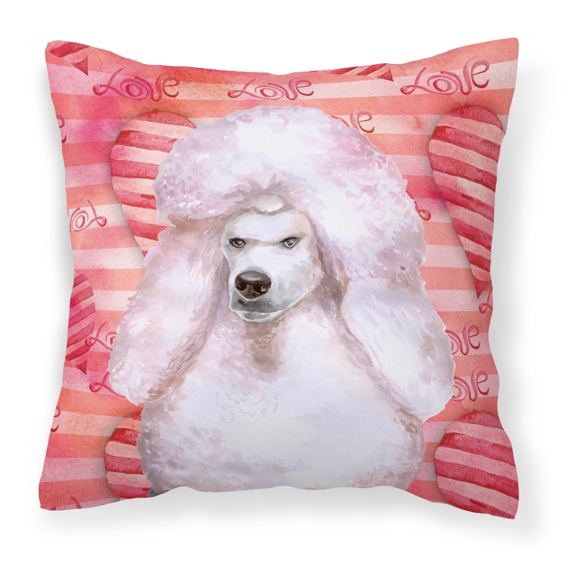 White Standard Poodle Love Fabric Decorative Pillow