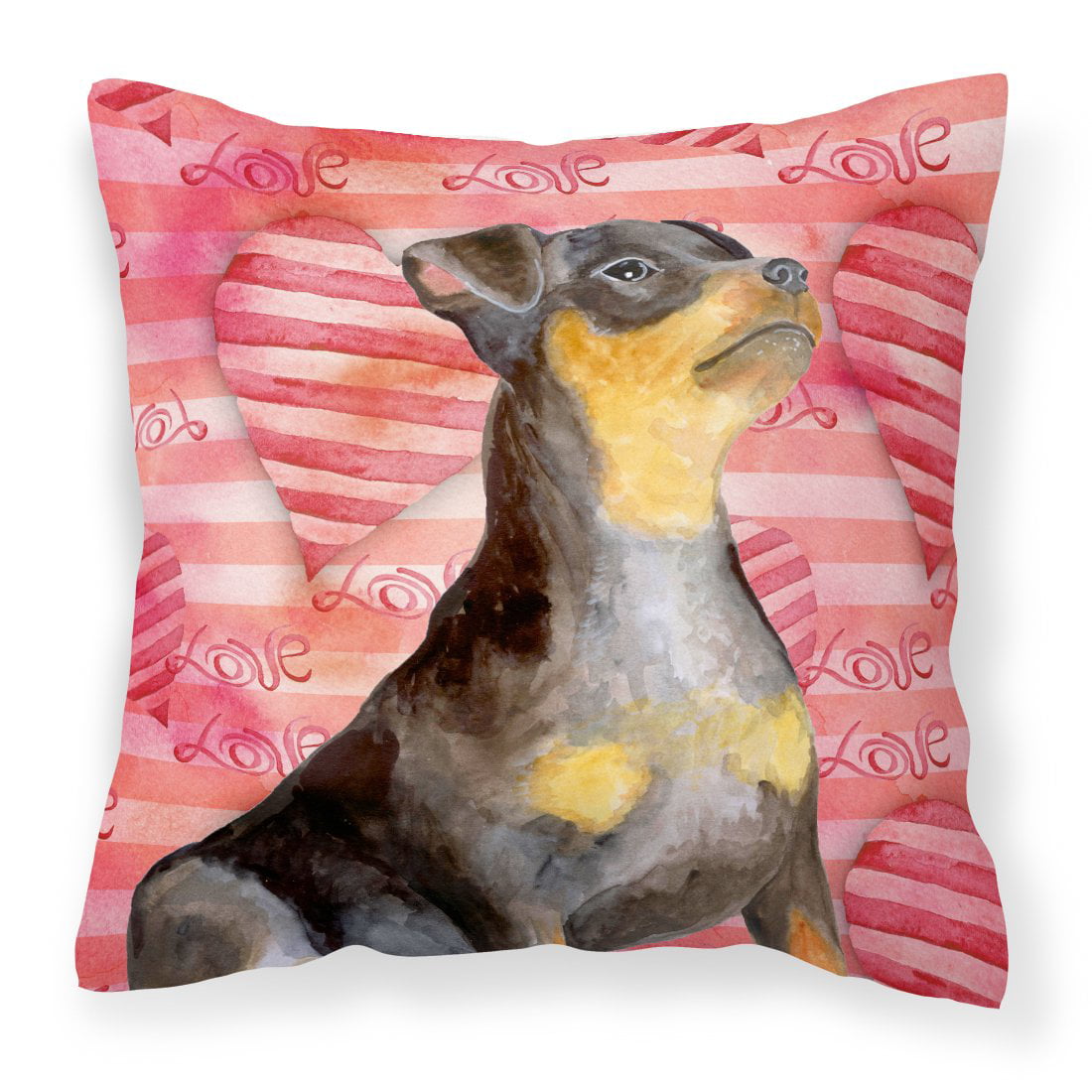 Miniature Pinscher No.2 Love Fabric Decorative Pillow