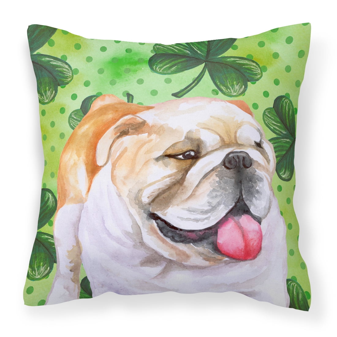 English Bulldog St.Patricks Fabric Decorative Pillow