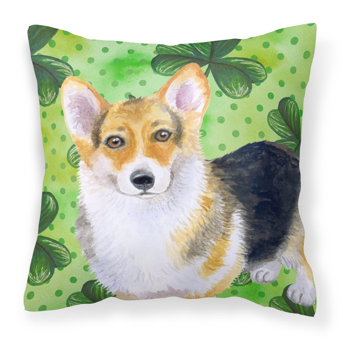 Pembroke Corgi St.Patricks Fabric Decorative Pillow