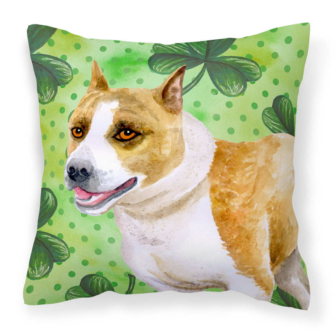 American Staffordshire St.Patricks Fabric Decorative Pillow