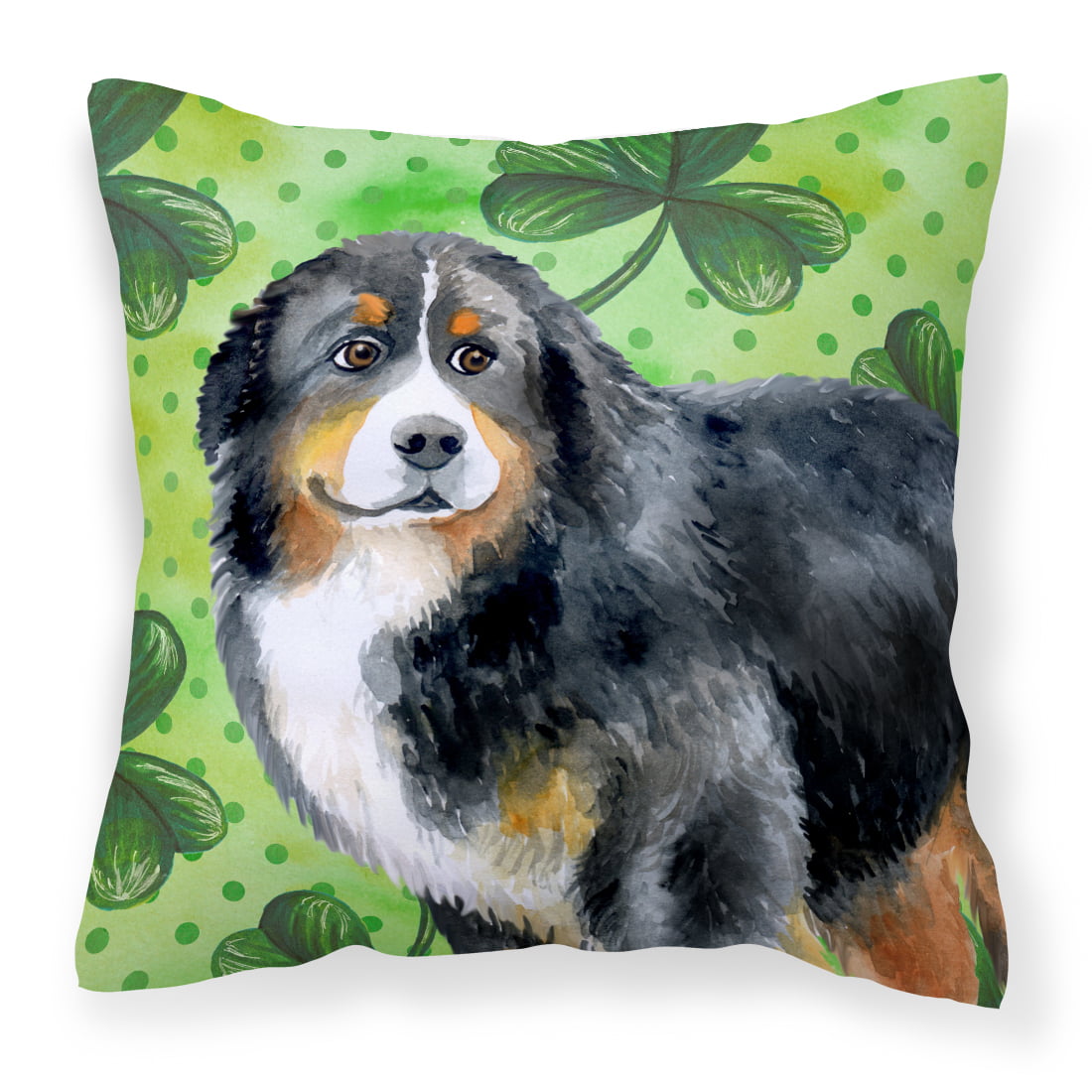 Bernese Mountain Dog St.Patricks Fabric Decorative Pillow