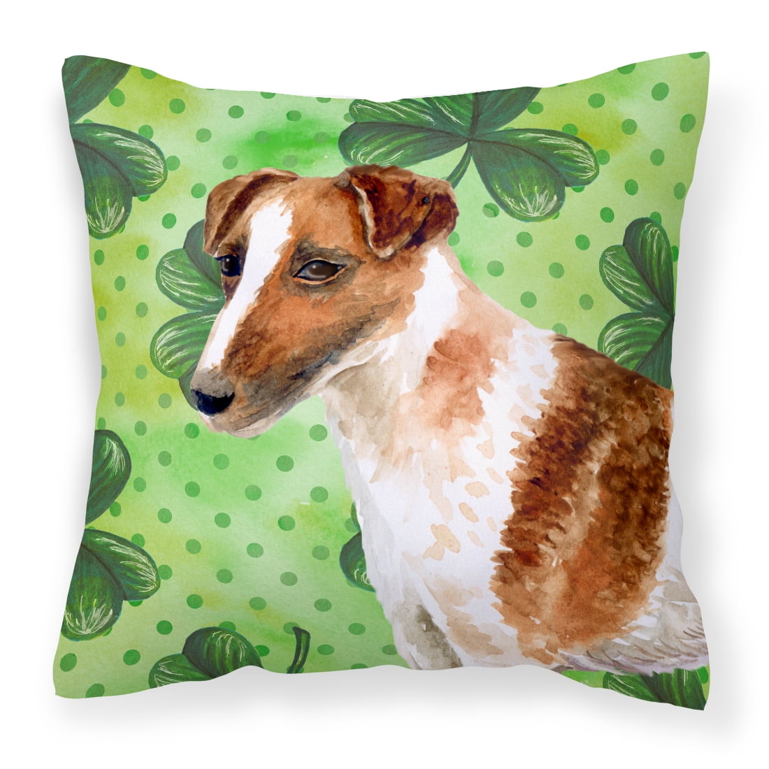 Smooth Fox Terrier St.Patricks Fabric Decorative Pillow