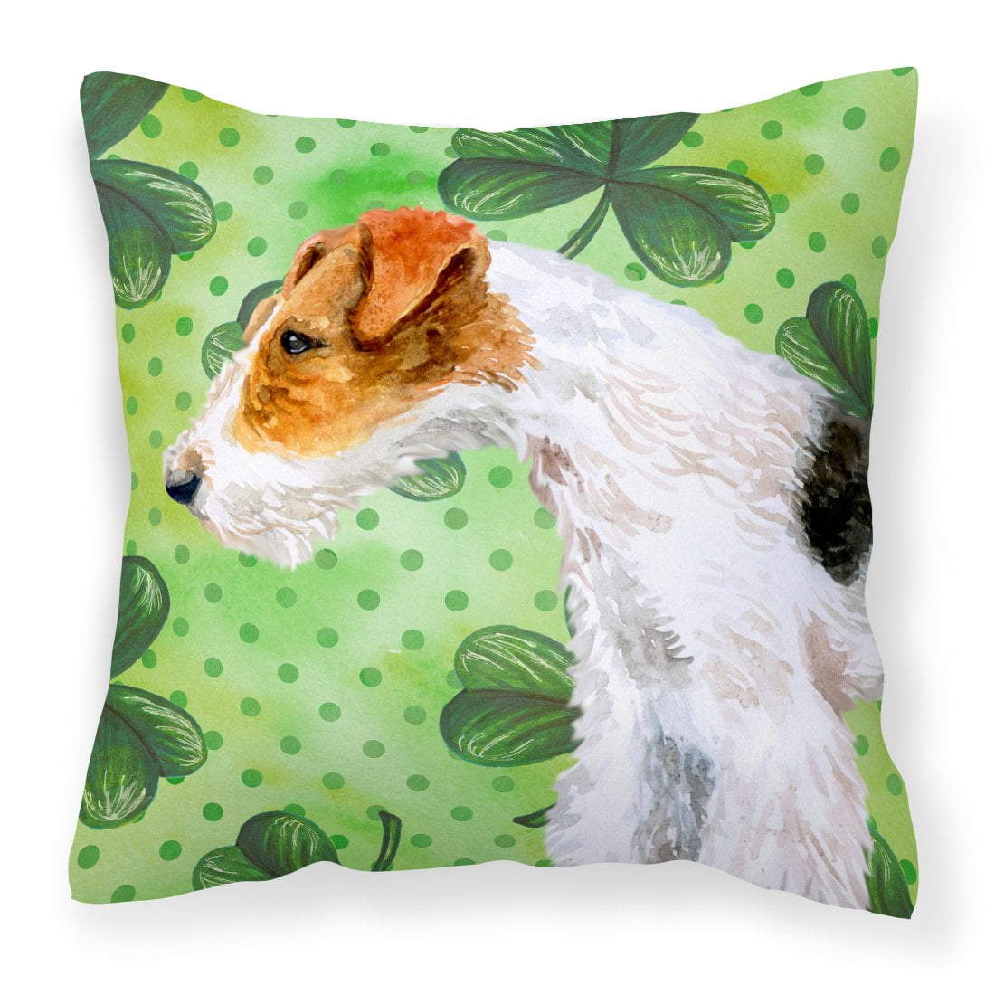BB9824PW1818 Fox Terrier St.Patricks Fabric Decorative Pillow