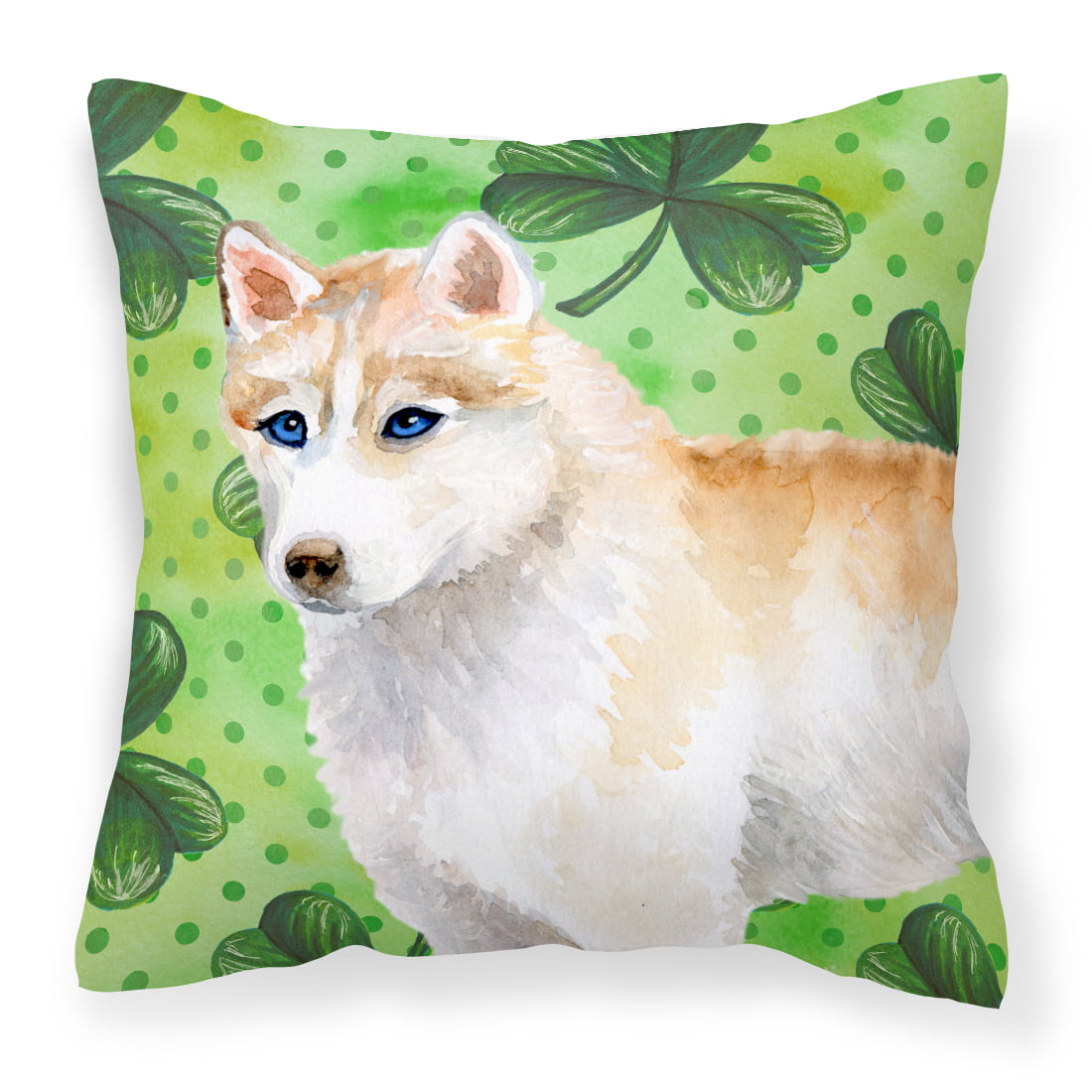 Picture of Carolines Treasures BB9829PW1818 Siberian Husky St.Patricks Fabric Decorative Pillow