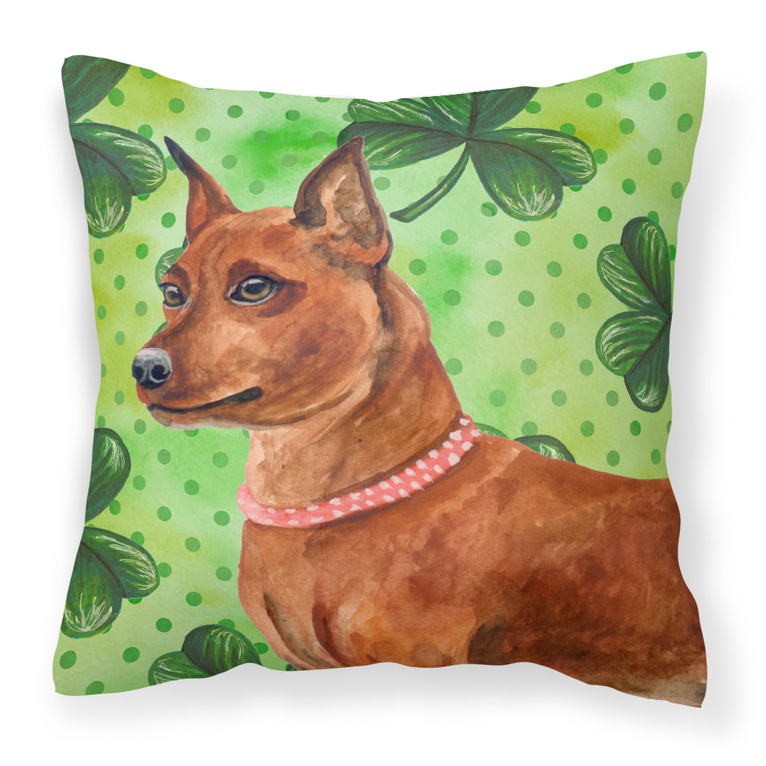 Miniature Pinscher St.Patricks Fabric Decorative Pillow