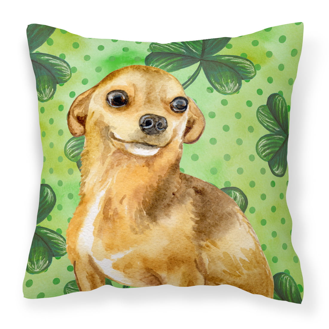 Chihuahua St.Patricks Fabric Decorative Pillow