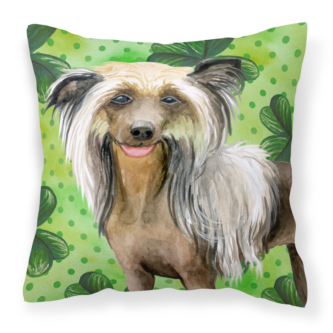 Chinese Crested St.Patricks Fabric Decorative Pillow
