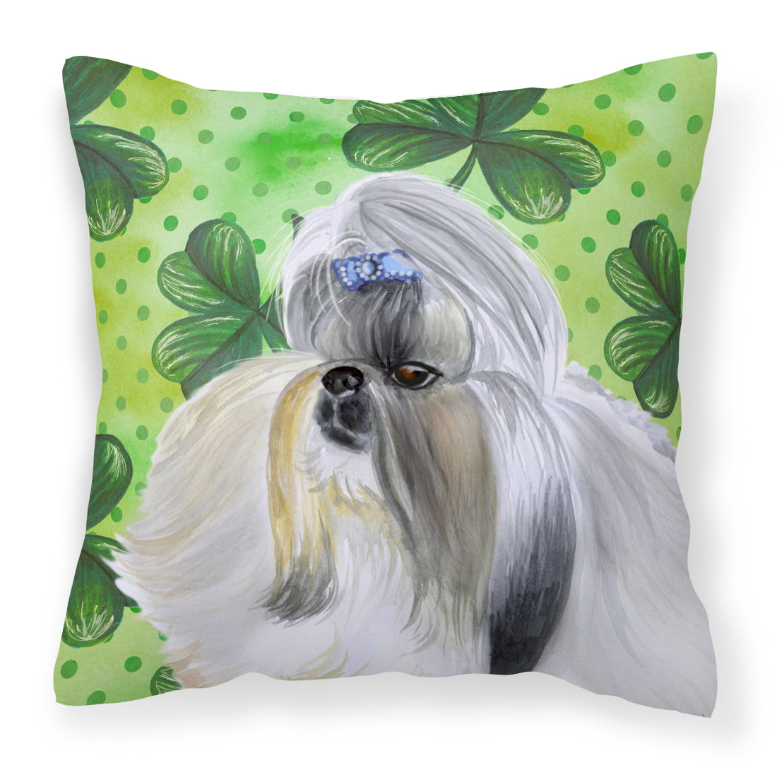 Shih Tzu St.Patricks Fabric Decorative Pillow