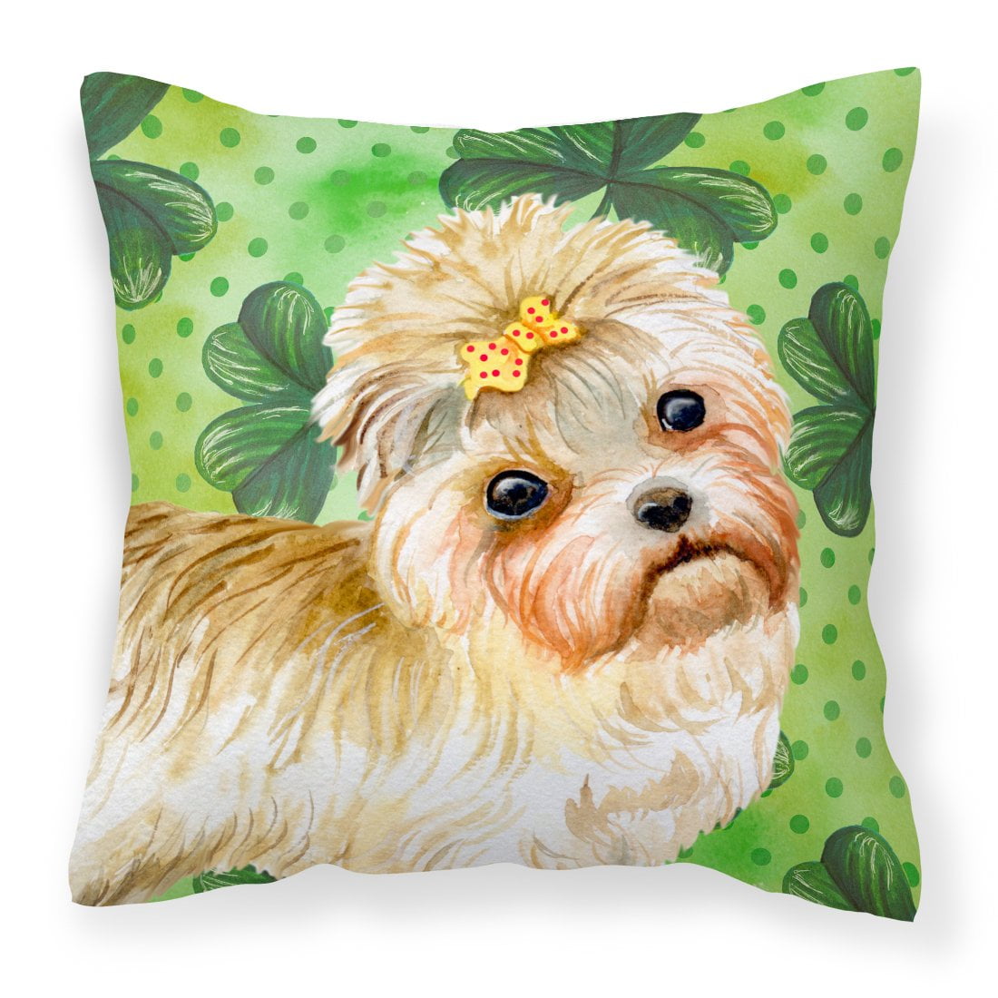 Morkie St.Patricks Fabric Decorative Pillow