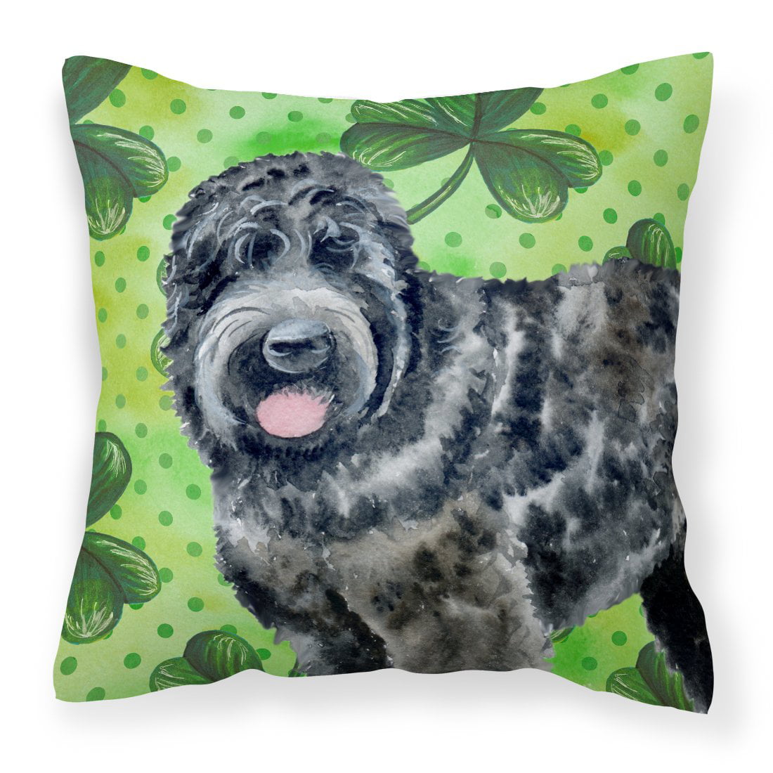 Black Russian Terrier St.Patricks Fabric Decorative Pillow