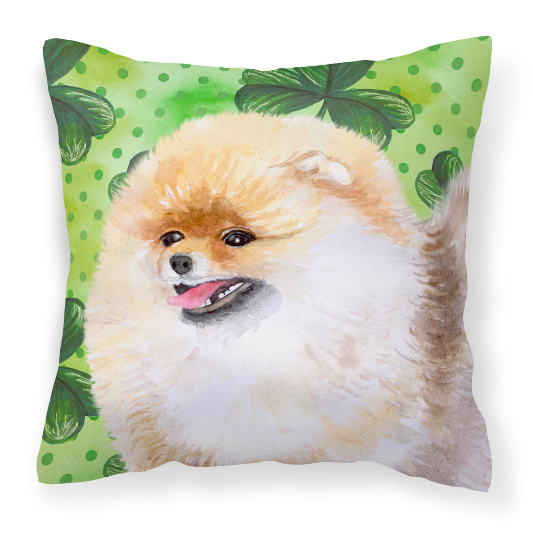 Pomeranian St.Patricks Fabric Decorative Pillow