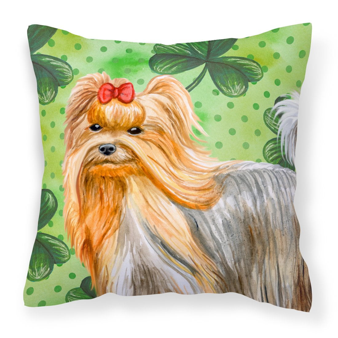 Yorkshire Terrier St.Patricks Fabric Decorative Pillow