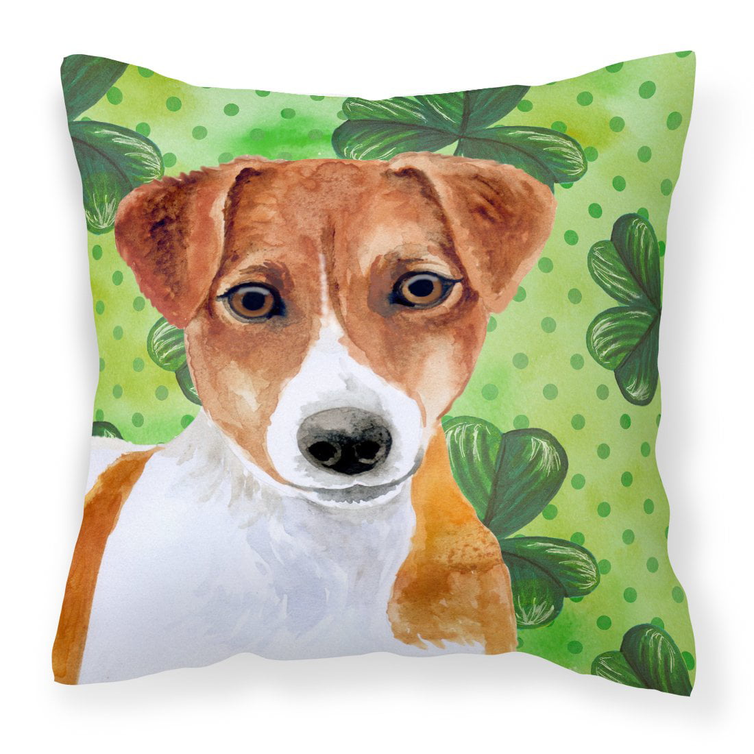 Jack Russell Terrier St.Patricks Fabric Decorative Pillow