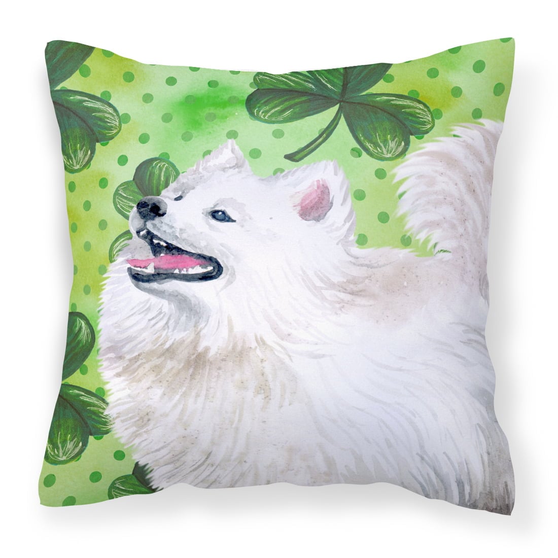 Samoyed St.Patricks Fabric Decorative Pillow
