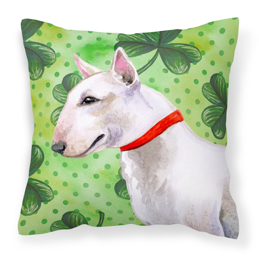 Bull Terrier St.Patricks Fabric Decorative Pillow