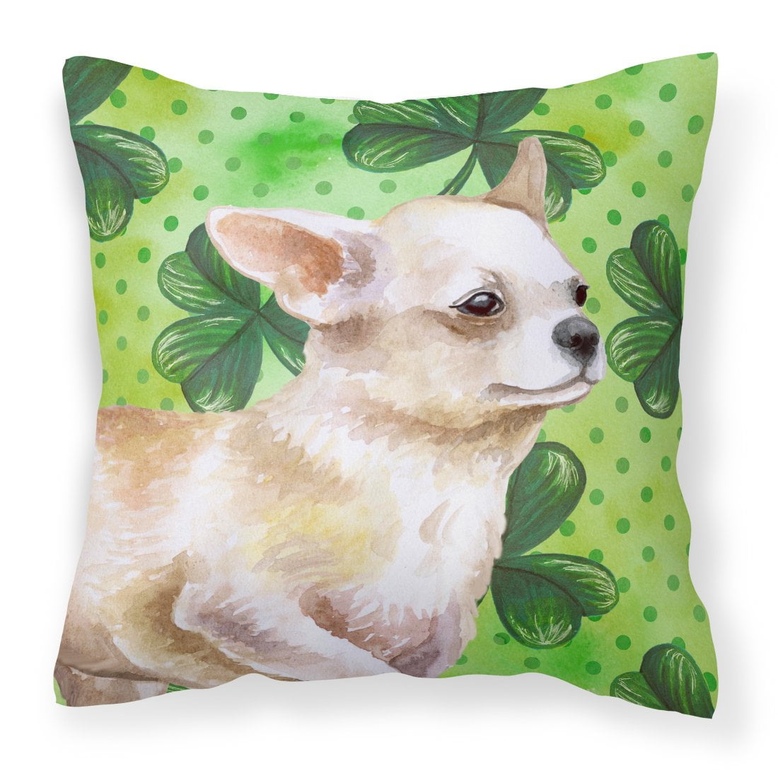 Chihuahua Leg Up St.Patricks Fabric Decorative Pillow