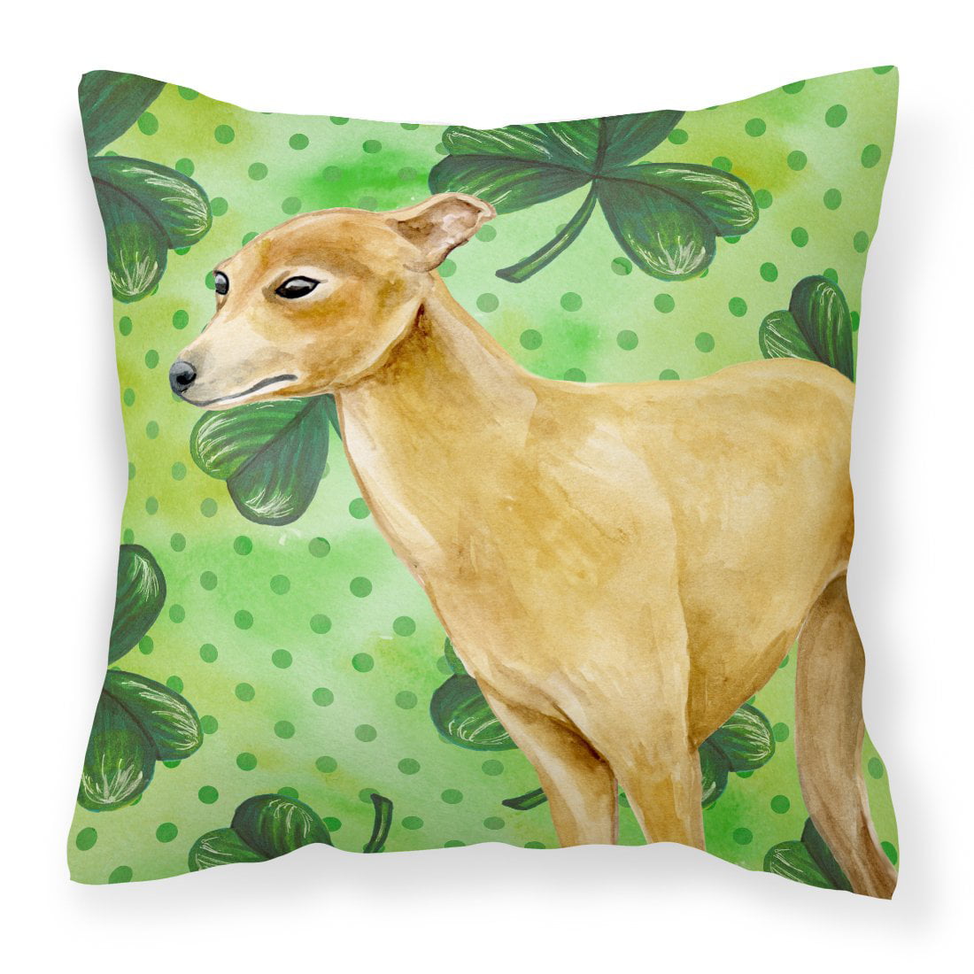 Italian Greyhound St.Patricks Fabric Decorative Pillow