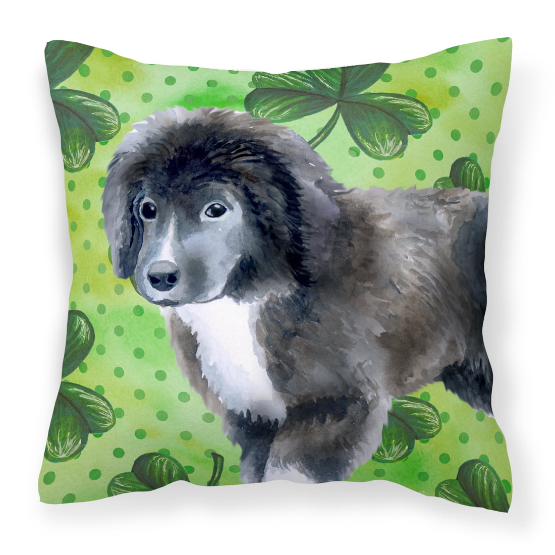 Newfoundland Puppy St.Patricks Fabric Decorative Pillow