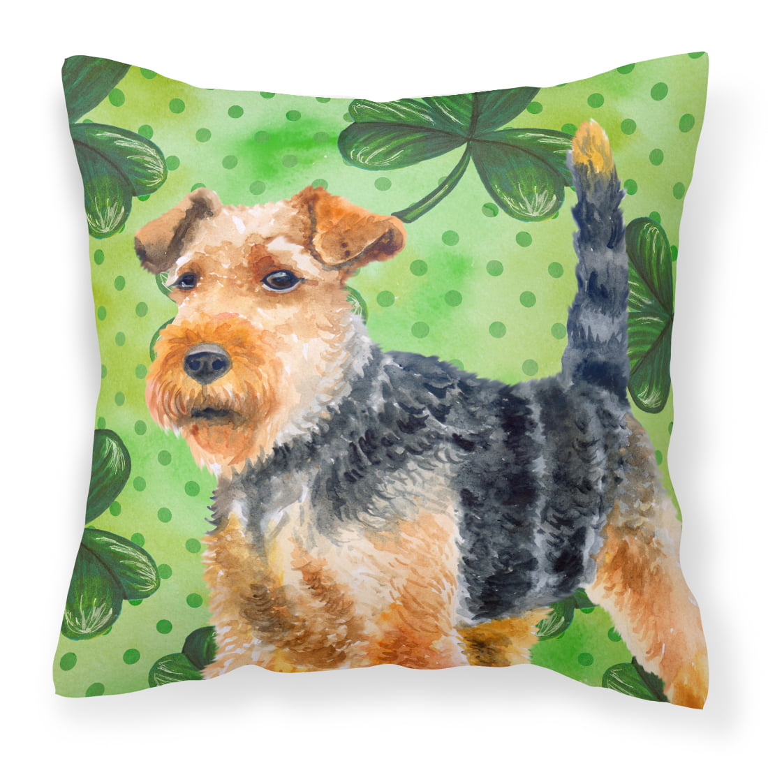 Welsh Terrier St.Patricks Fabric Decorative Pillow