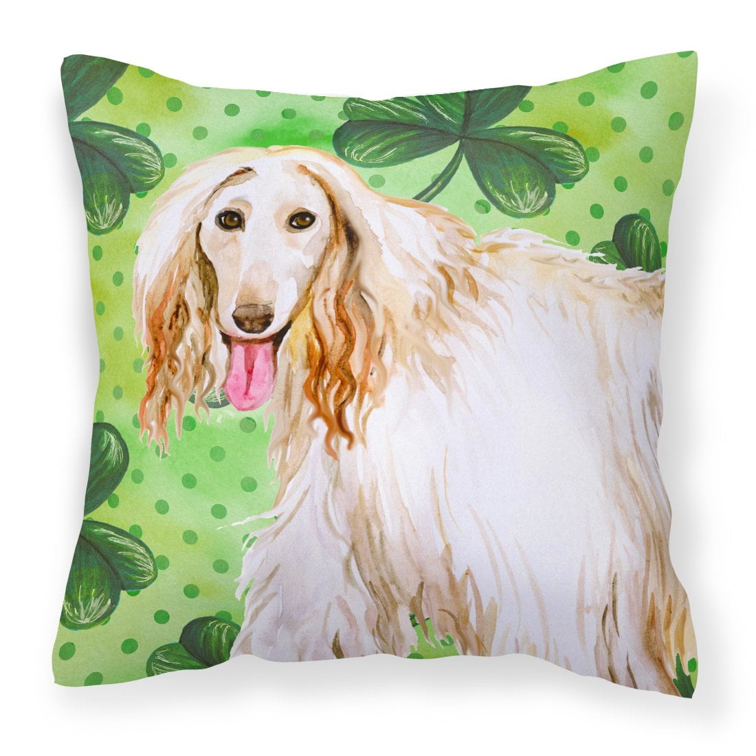 Afghan Hound St.Patricks Fabric Decorative Pillow