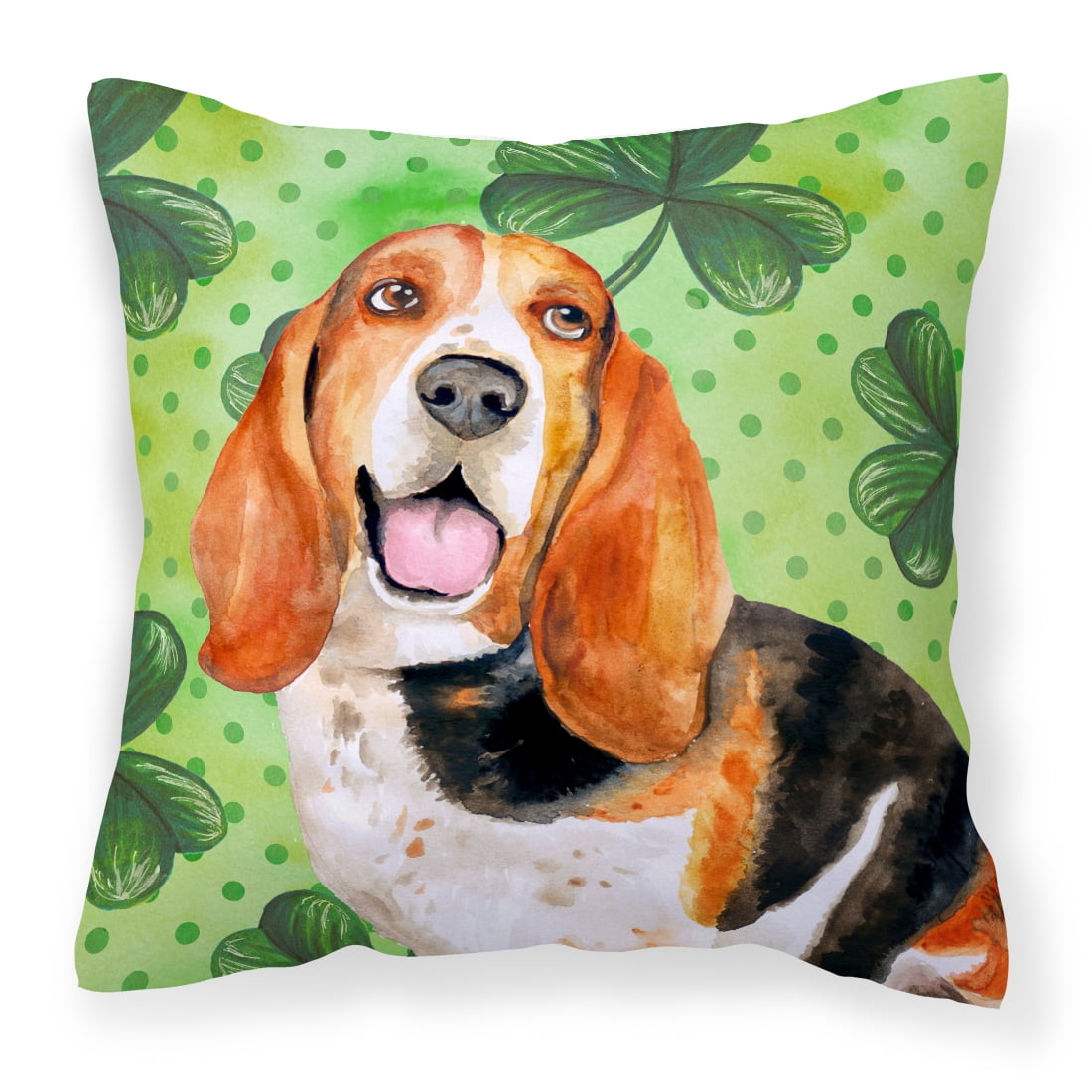 Basset Hound St.Patricks Fabric Decorative Pillow