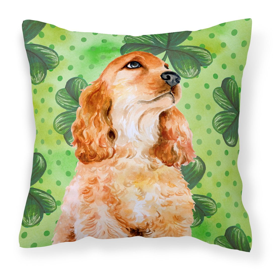 BB9880PW1818 Cocker Spaniel St.Patricks Fabric Decorative Pillow