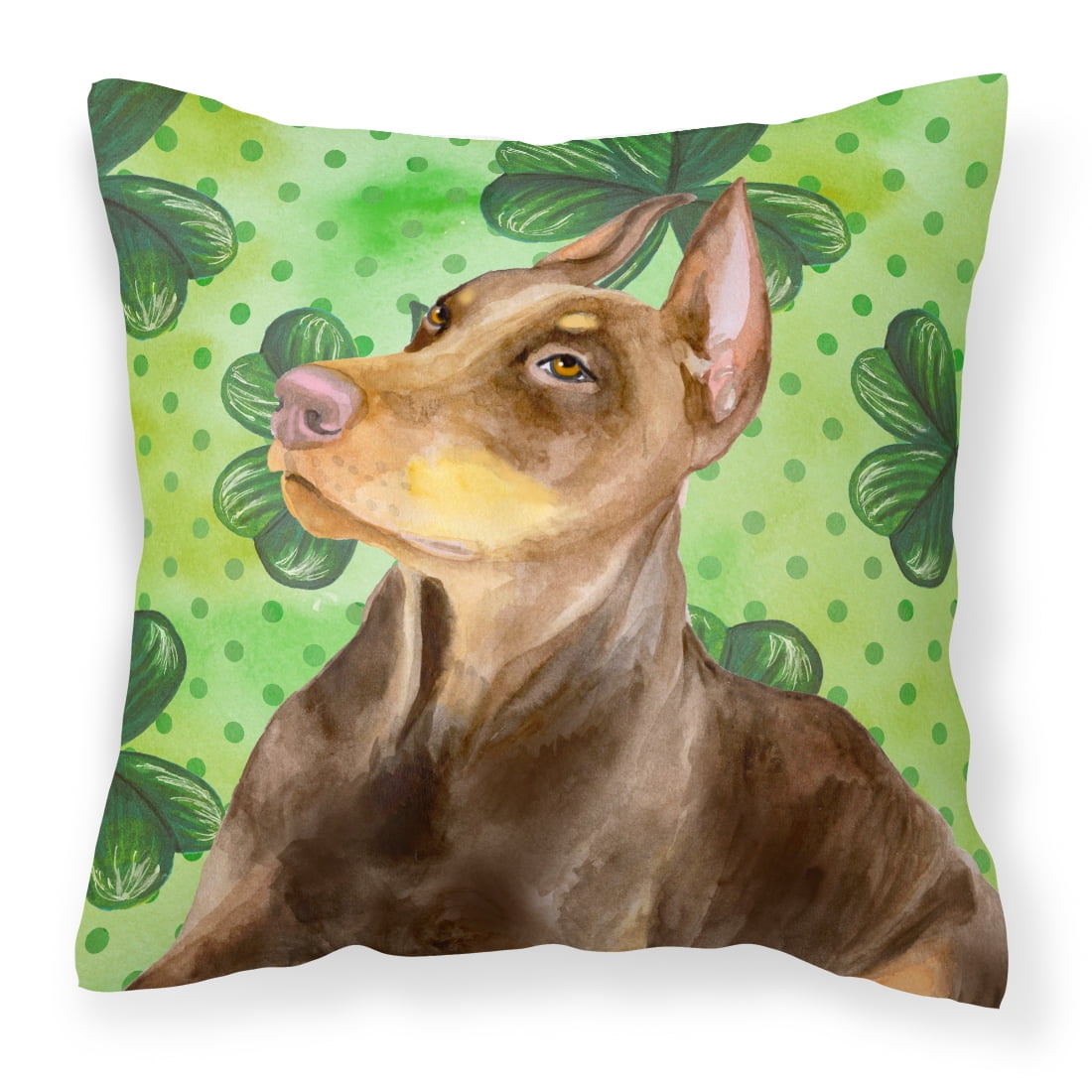 Doberman Pinscher St.Patricks Fabric Decorative Pillow