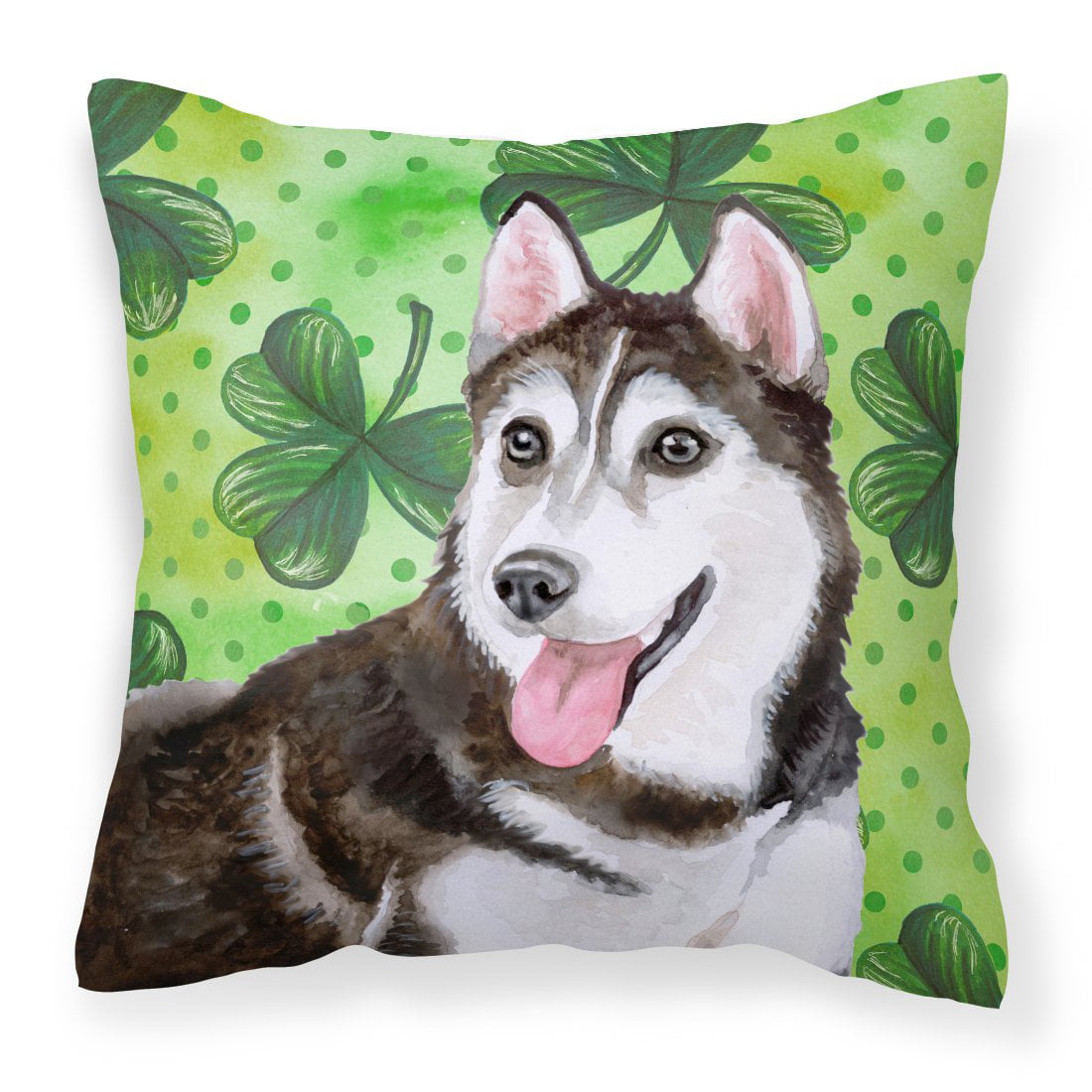 Siberian Husky No.2 St.Patricks Fabric Decorative Pillow