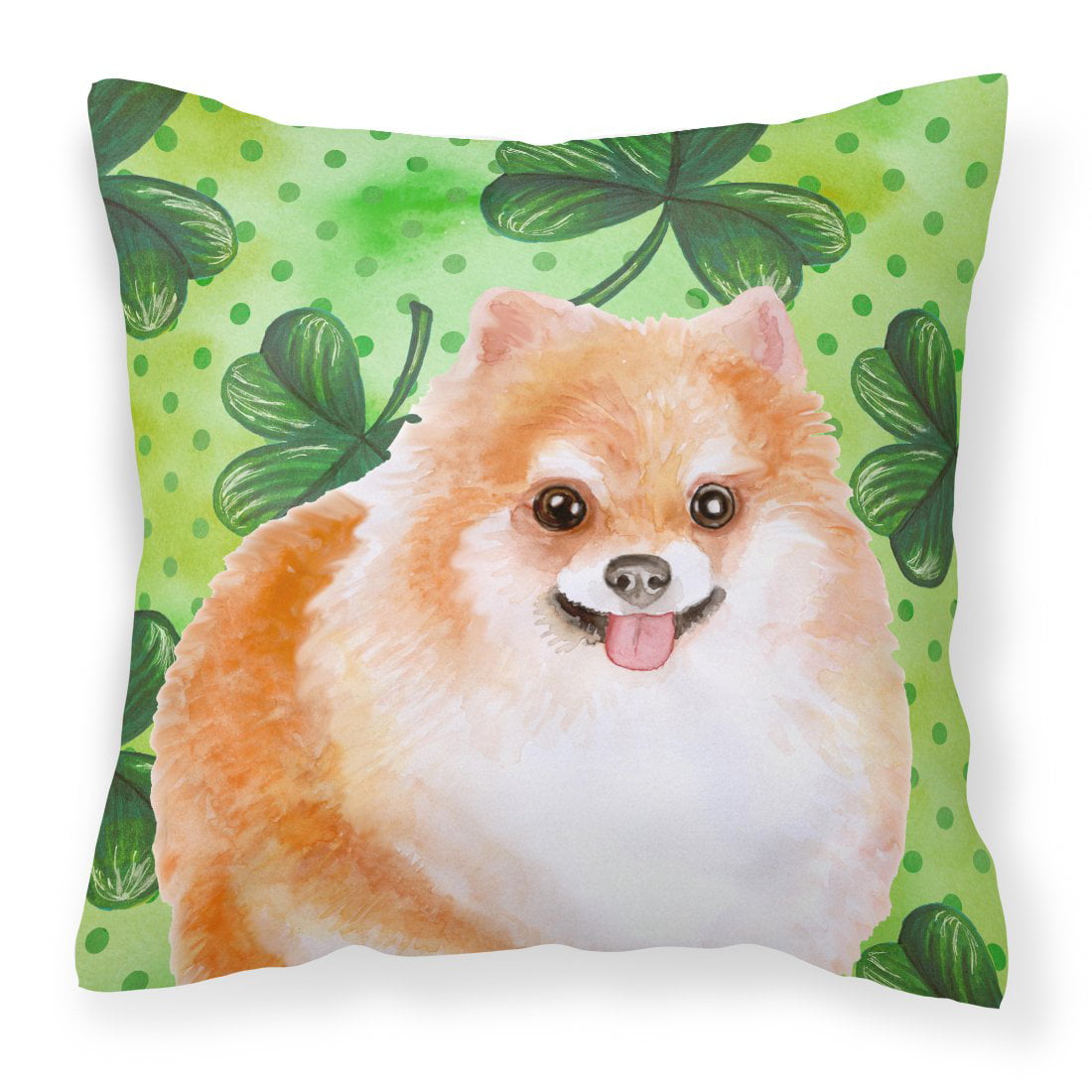 Pomeranian No.2 St.Patricks Fabric Decorative Pillow