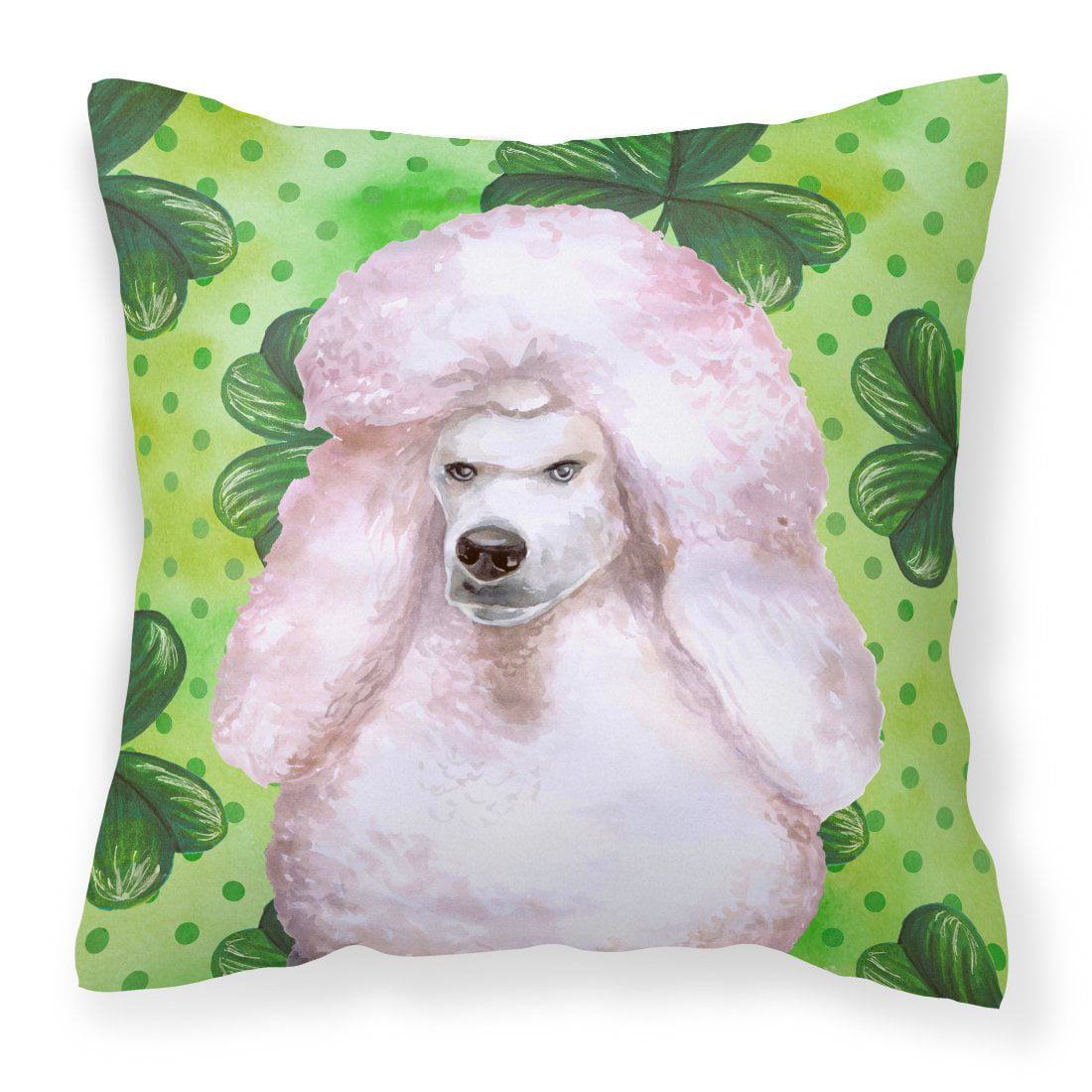 White Standard Poodle St.Patricks Fabric Decorative Pillow