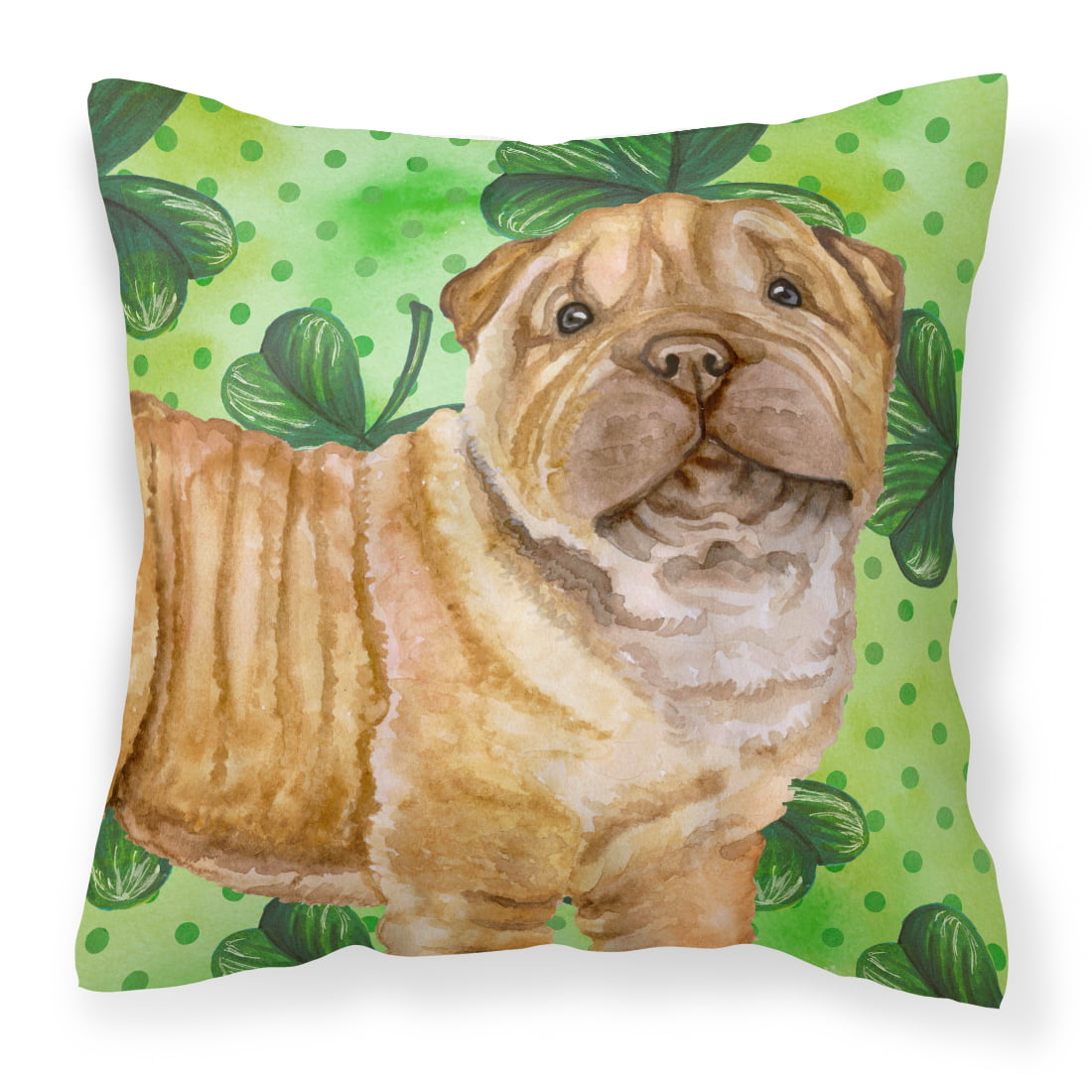 Shar Pei Puppy St.Patricks Fabric Decorative Pillow