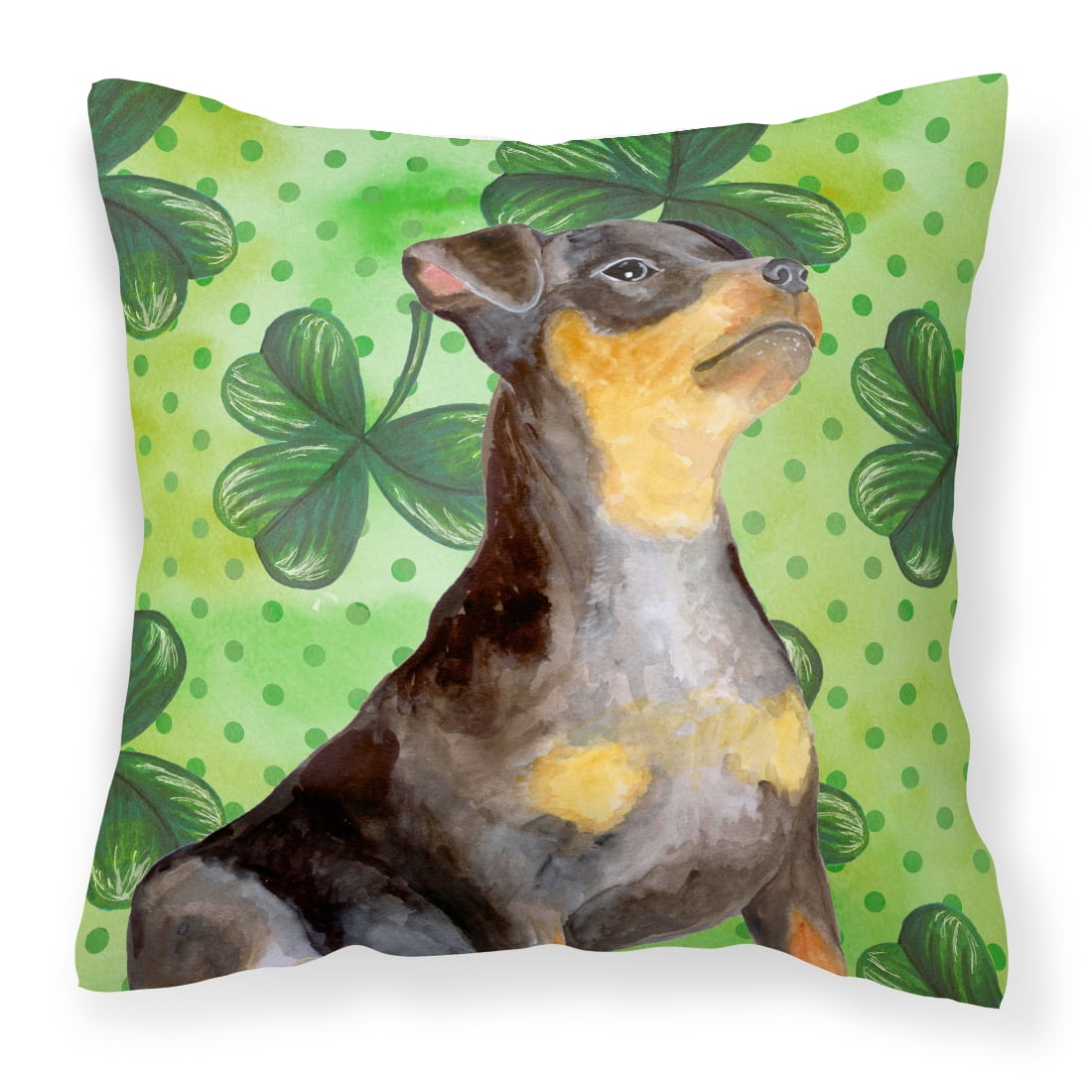 Picture of Carolines Treasures BB9898PW1818 Miniature Pinscher No.2 St.Patricks Fabric Decorative Pillow