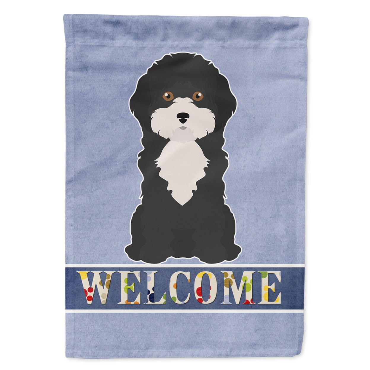 Black & White Cyprus Poodle Welcome Garden Size Flag