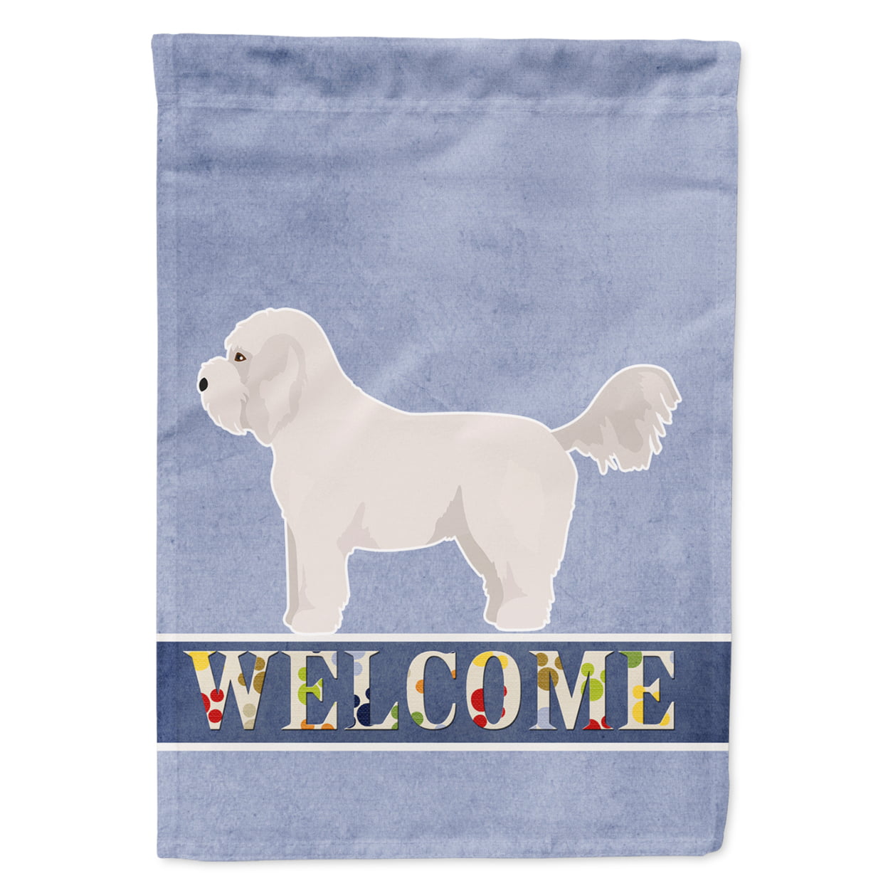 Bichpoo White Welcome Garden Size Flag