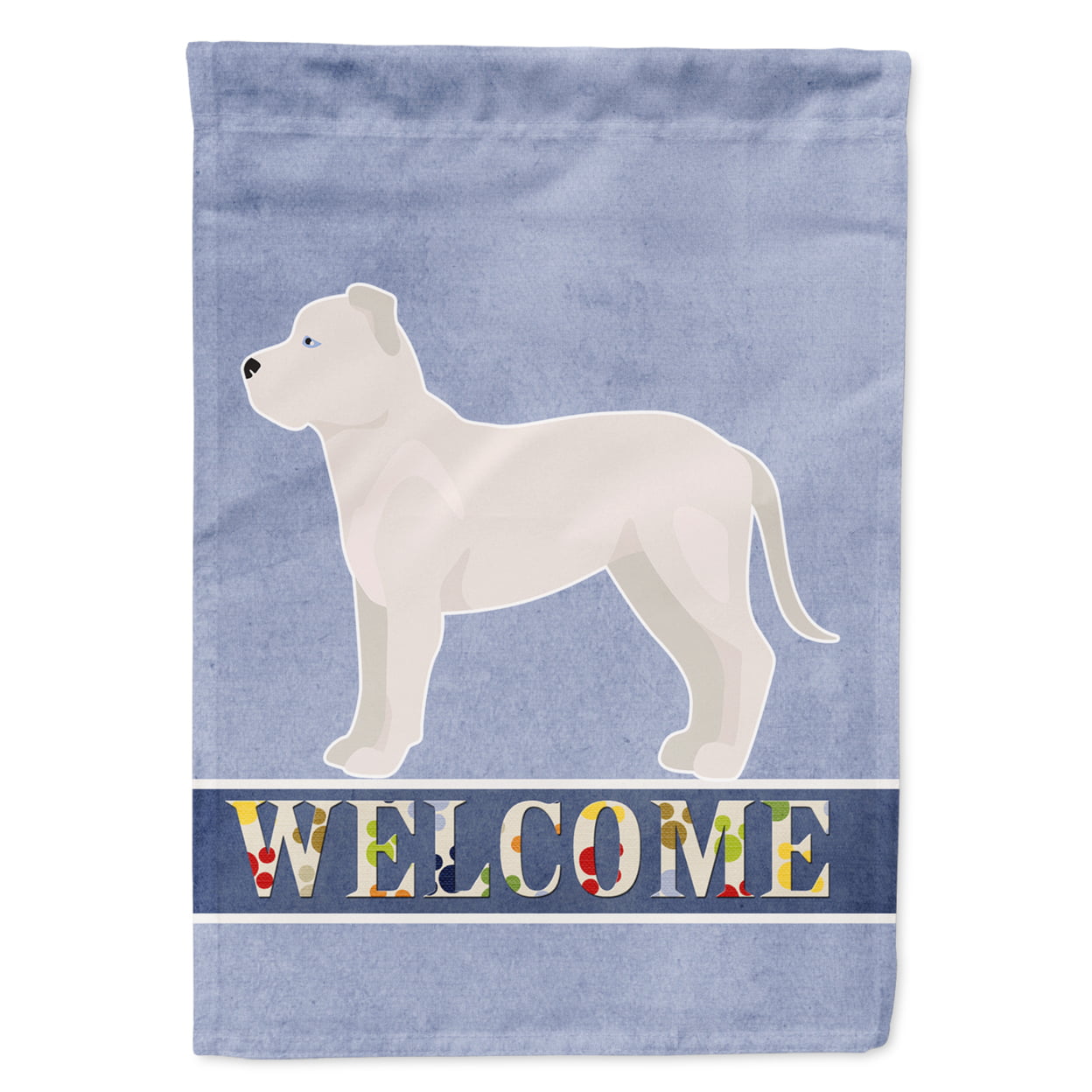 White Bullboxer Welcome Garden Size Flag