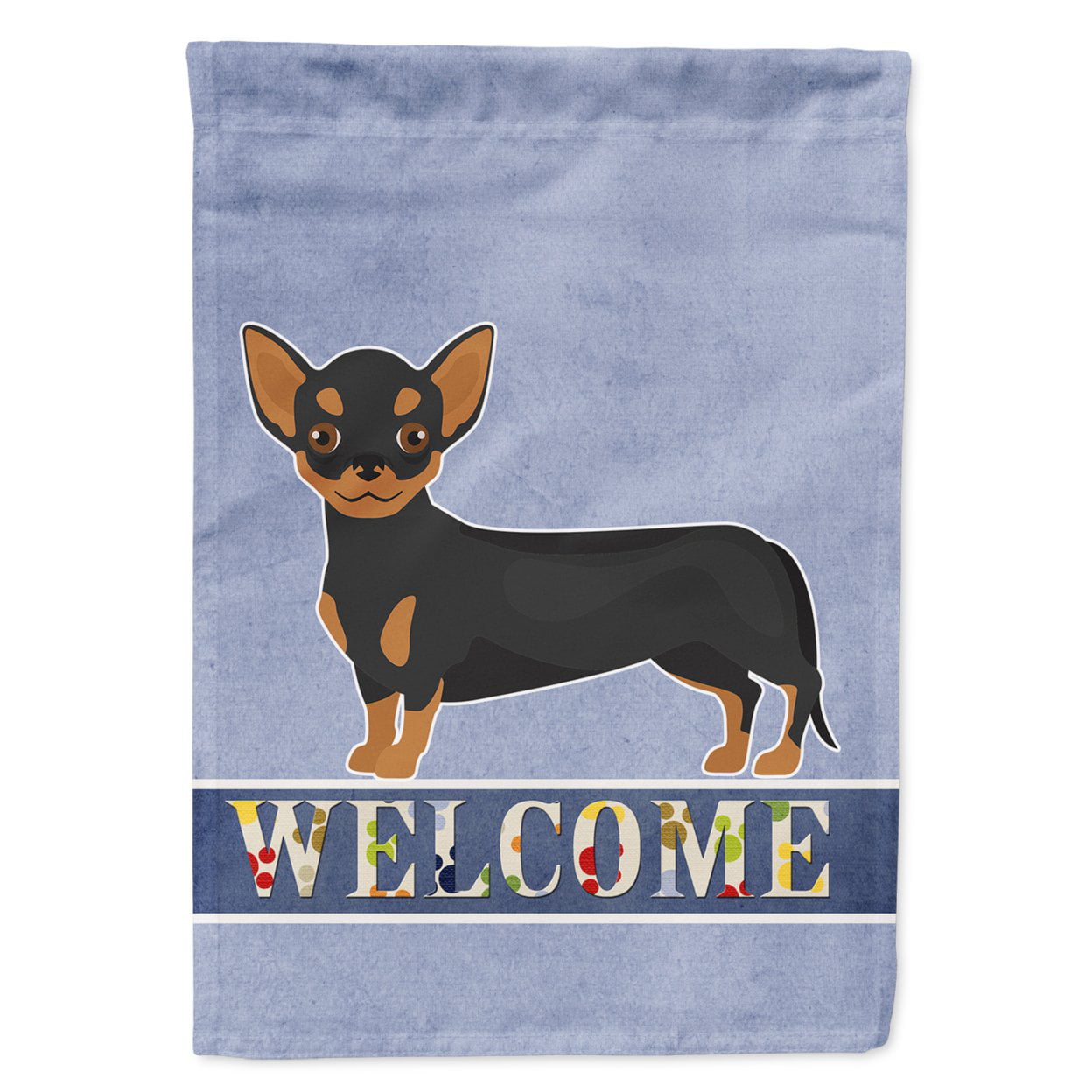 Black & Tan Chiweenie Welcome Garden Size Flag