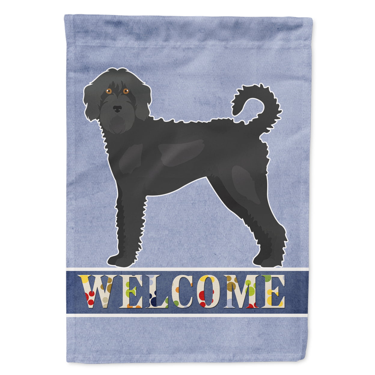 Black Labradoodle Welcome Garden Size Flag