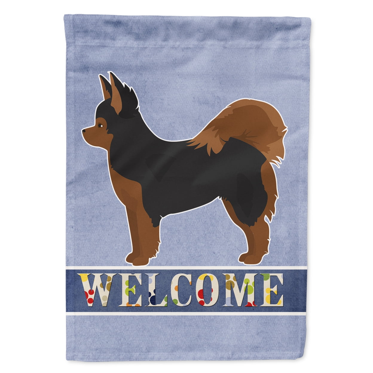 Black & Tan Pomchi Welcome Garden Size Flag