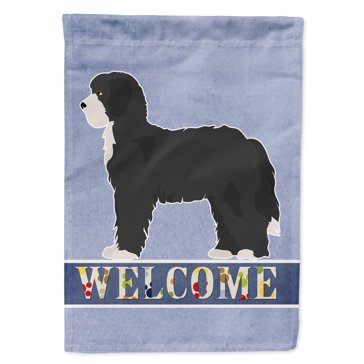 Black Sheepadoodle Welcome Garden Size Flag