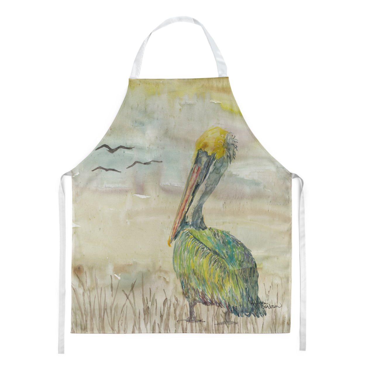 Picture of Carolines Treasures SC2024APRON Pelican Yellow Sky Apron